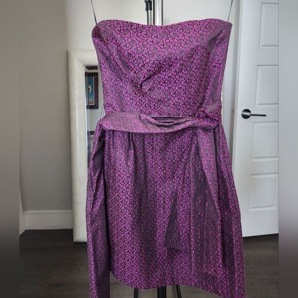 SEE by CHLOE Magenta Jacquard Strapless Evening COCKTAIL DRESS Womens Size 6 - Picture 1 of 9